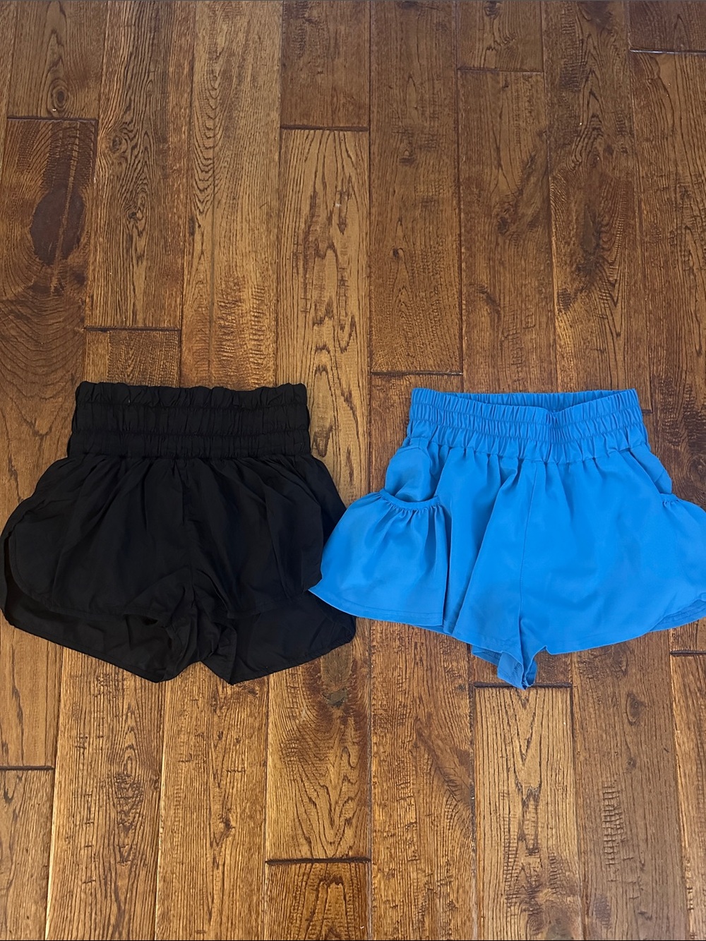 Love Tree Women's Elastic Waist Ruffle Shorts LOT - Black & Blue